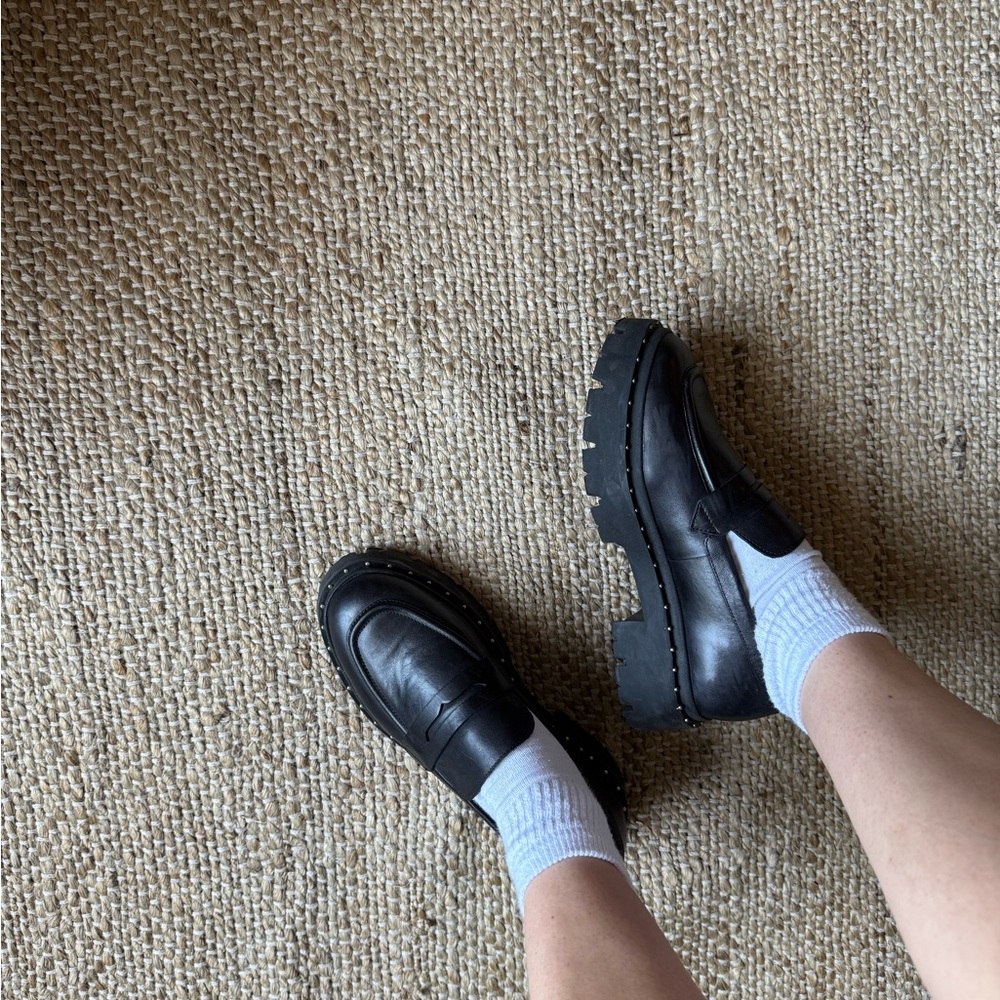 SCHUTZ Black Chunky Leather Loafers